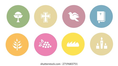 set of comunion vector icons illustration