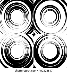 Set of concentric abstract circular backgrounds. Irregular, random circles, rings pattern set