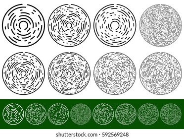 Set concentric, circular elements with dashed lines