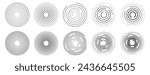 Set of concentric ripple circles vector set. Radial signal, sonar wave, soundwave icon