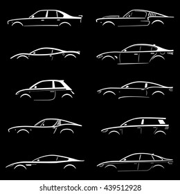 Set of Concept Car Silhouette Vector Collection. 