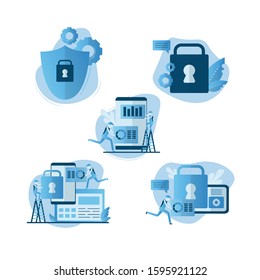 Set of concept creator, concept blogging, education, creative writing, content management for web page, banner, presentation, social media, documents.