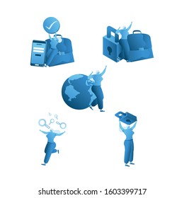 Set of concept creator, concept blogging, education, creative writing, content management for web page.