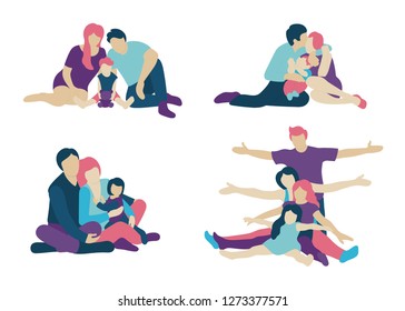 Set of concept family flat icons. Flat style modern vector illustration.
