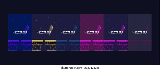 set of Concept of Future digital technology metaverse