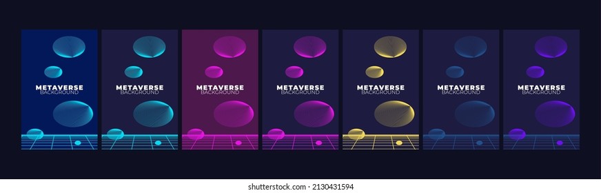 set of Concept of Future digital technology metaverse