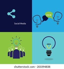 Set of concept icons. Bulb theme.