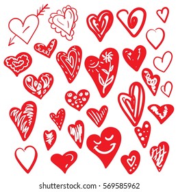 Set of  concept icons hearts for Happy Valentines Day. Vector illustration