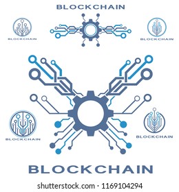 Set of concept logo template blockchain. Abstract crypto currency sign.