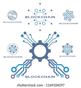 Set of concept logo template blockchain. Abstract crypto currency sign.