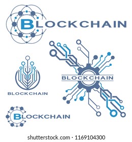 Set of concept logo template blockchain. Abstract crypto currency sign.