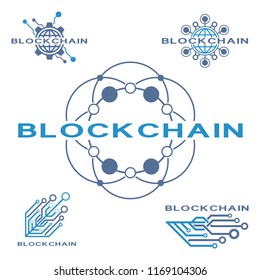 Set of concept logo template blockchain. Abstract crypto currency sign.