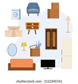 Set of the concept of moving house