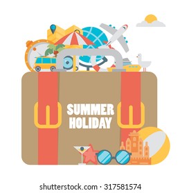 Set of concepts and banners of travel, summer in the flat style