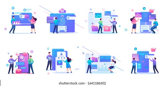 Set of concepts for young people using mobile apps for gadgets