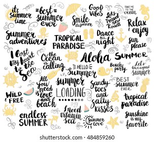 Set of conceptual hand drawn phrases. Lettering design for posters, t-shirts, cards, invitations, stickers, banners, advertisement. Vector.