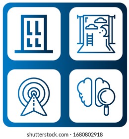 Conjunto de iconos conceptuales. Como Puertas, Fondo, Destino, Cerebro , iconos conceptuales