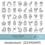 Set of conceptual icons. Vector icons in flat linear style for web sites, applications and other graphic resources. Set from the series - Drinks. Editable stroke icon.