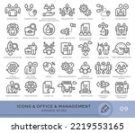 Set of conceptual icons. Vector icons in flat linear style for web sites, applications and other graphic resources. Set from the series - Office and Management. Editable stroke icon.