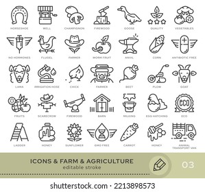 Set of conceptual icons. Vector icons in flat linear style for web sites, applications and other graphic resources. Set from the series - Farm and Agriculture. Editable stroke icon.