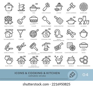 Set of conceptual icons. Vector icons in flat linear style for web sites, applications and other graphic resources. Set from the series - Cooking and Kitchen . Editable stroke icon.