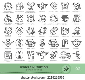 Set of conceptual icons. Vector icons in flat linear style for web sites, applications and other graphic resources. Set from the series - Nutrition. Editable stroke icon.