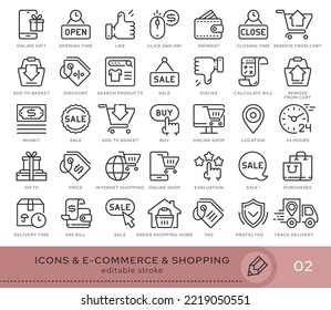 Set of conceptual icons. Vector icons in flat linear style for web sites, applications and other graphic resources. Set from the series - E-commerce and shopping. Editable stroke icon.