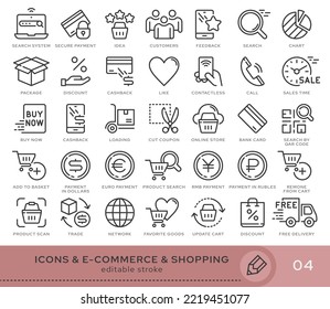 Set of conceptual icons. Vector icons in flat linear style for web sites, applications and other graphic resources. Set from the series - E-commerce and shopping. Editable stroke icon.