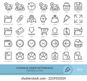 Set of conceptual icons. Vector icons in flat linear style for web sites, applications and other graphic resources. Set from the series - User Interface. Editable stroke icon.