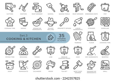 Set of conceptual icons. Vector icons in flat linear style for web sites, applications and other graphic resources. Set from the series - Cooking and Kitchen. Editable outline icon.	
