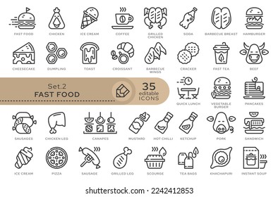 Set of conceptual icons. Vector icons in flat linear style for web sites, applications and other graphic resources. Set from the series - Fast Food. Editable outline icon.	
