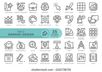 Set of conceptual icons. Vector icons in flat linear style for web sites, applications and other graphic resources. Set from the series - Graphic Design. Editable outline icon.	
