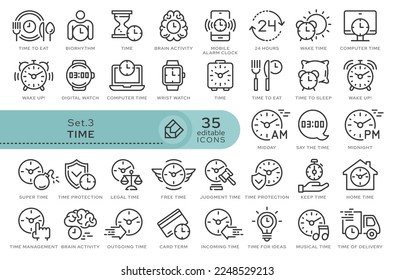 Set of conceptual icons. Vector icons in flat linear style for web sites, applications and other graphic resources. Set from the series - Time. Editable outline icon.	
