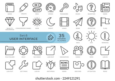 Set of conceptual icons. Vector icons in flat linear style for web sites, applications and other graphic resources. Set from the series - User Interface. Editable outline icon.	
