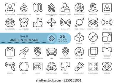 Set of conceptual icons. Vector icons in flat linear style for web sites, applications and other graphic resources. Set from the series - User Interface. Editable outline icon.	
