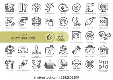 Set of conceptual icons. Vector icons in flat linear style for web sites, applications and other graphic resources. Set from the series - Auto Service. Editable outline icon.	
