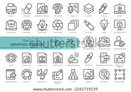 Set of conceptual icons. Vector icons in flat linear style for web sites, applications and other graphic resources. Set from the series - Graphic Design. Editable outline icon.	
