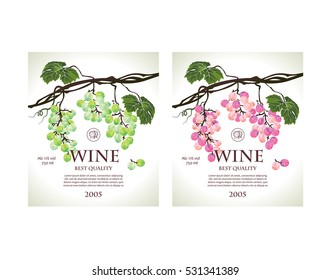 Set of conceptual labels for white and rose wine