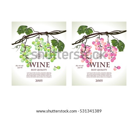 Set of conceptual labels for white and rose wine