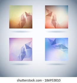 set of conceptual vector blurred geometric background with triangles straight star gathering colourful conceptual background scene stack digital new trendy site flooring green fancy lighting set conce