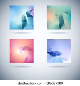 set of conceptual vector fuzzy geometrical background with triangles straight star partnership colourful conceptual background scene pile multicolored digital new trendy site flooring green fancy ligh