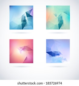 set of conceptual vector hazy geometrical background with triangles line star group colorful abstract scene pile colourful digital new modern site flooring green fancy light series concept creative ba