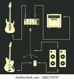 Set of concert equipment icons