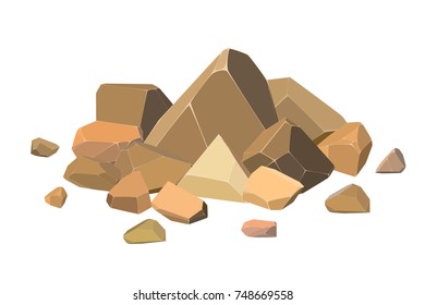 Set of concrete stones on a white background. Vector illustration