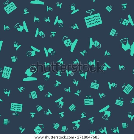 Set Concussion, headache, Encephalogram, Sad and depressed man, bad mood and Finding problem in psychology on seamless pattern. Vector