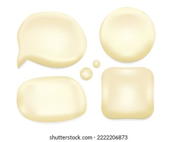 Set of condensed milk, white liquid, mayonnaise, sauce creamy or yogurt, Various shapes Vector illustration isolated on a white background