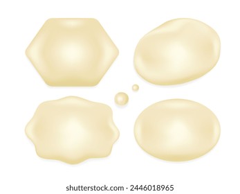 Set of condensed milk, white liquid, mayonnaise, sauce creamy or yogurt, Various shapes Vector illustration isolated on a white background.