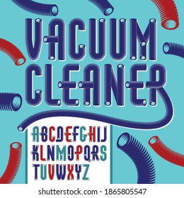 Set of condensed, tall trendy vector capital, upper case alphabet letters isolated. Funky font, typescript for use as business poster design elements. Created with hosepipe style, plumbing.