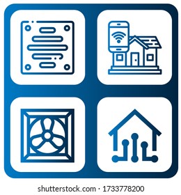 Set of conditioning icons. Such as Extractor, Smart home, Cooling system, Smart house , conditioning icons