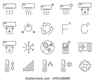 Set of conditioning system line vector icons.